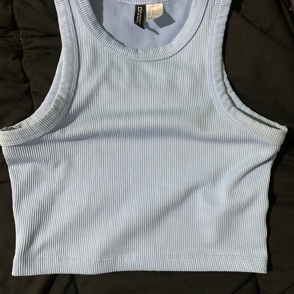 Sky Blue Ribbed Tank Top
